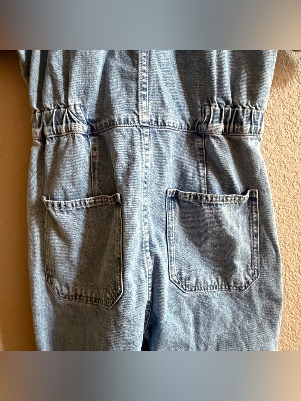 We The Free Marci Denim Utility Jumpsuit Coveralls Size Small Medium Wash Blue - Picture 7 of 9
